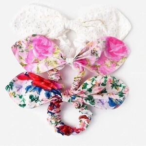 Loveshackfancy set of 3 hair ties bow scrunchies rare sold out floral